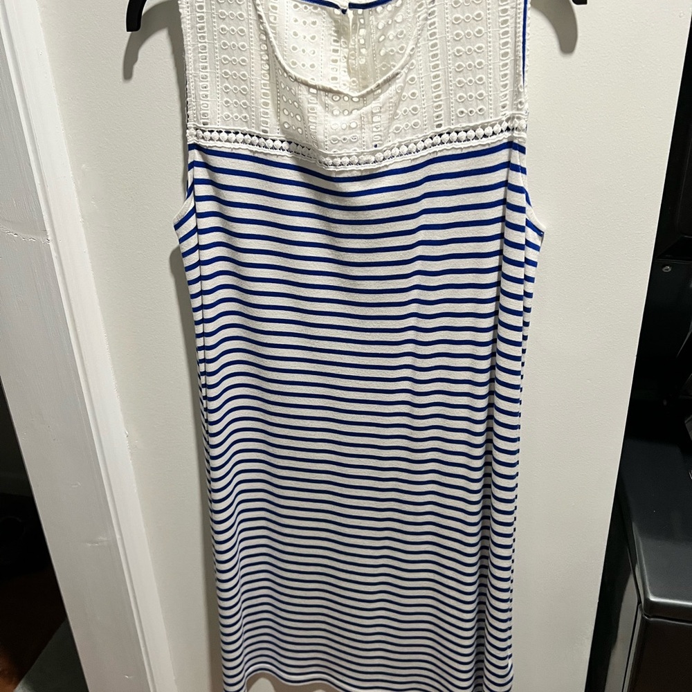 Striped Sleeveless Dress with Lace Detail
